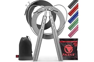 Corde à sauter professionnelle TALAFIT | Corde à sauter réglable | Corde à sauter de boxe | Corde à sauter avec roulements à grande vitesse de rotation | Housse incluse
