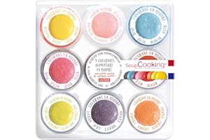 ScrapCooking - 9 Colorants Alimentaires en Poudre - Bleu, Jaune, Rose, Violet, Orange, Vert Citron, Rouge, Rose Poudré, Noir - Cake Design Pâtisserie pour Desserts, Gâteaux, Macarons - 4270