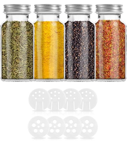 Lot De 6 Pots à Épices En Verre Avec Saupoudreur - 8x5 Cm - Couvercle Inox - Cuisine & Barbecue