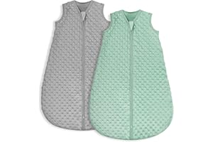 Looxii Paquete de 2 Saco de Dormir para Bebé de Invierno Algodón 1.5 TOG Cálido Manta Envolvente Transpirable Saco de Dormir para Unisex Niñas Niños 0-6 Meses Gris y verde