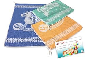 TEX FAMILY SET 3 ASCIUGAMANI ASILO bambino JACK © cm. 40x55 puro cotone MASCHIO