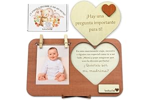 Bubufel ¿Quieres Ser Mi Madrina? | Padrinos bautizo propuesta | Regalo Original de Madrina | Marco de Fotos 24 x 15 cm | Espacio para Nota Personalizada