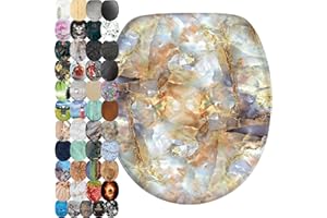 Sanilo Abattant WC, Grande sélection de lunettes de toilette, Finition de haute qualité, Charnières robustes, Fixation facile (Marbre Brun)