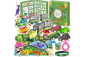 Edmirfun Dinosaur Toy Advent Calendar 2024, Christmas Countdown Calendar For Kids, 24 Days Surprise Christmas Gifts for Kids, Dinosaur Trucks, Map, Squishy Dinosaur Present For Kids 5 6 7 8 Years Old