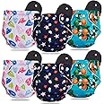 Novo Baby Leakage Proof Reusable Cloth Diaper With 5 Layer High absorbent Pad | Reusable Nappies| Freesize for Kids 0-3 Yrs | washable diapers (Pack of 6)