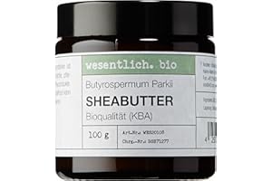 ‎WESENTLICH. wesentlich. Sheabutter BIO 100g | 100% reines Naturprodukt für Creme und Kosmetik | naturrein im Glastiegel | pure Körperpflege