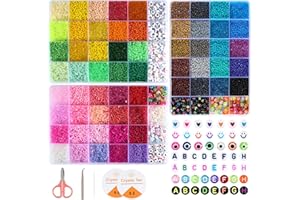 CHEERHOM 36600 Stück Perlen Set: für DIY Bunte Armbänder mit 440 Buchstabenperlen, 190 Smiley, Liebes Auffädeln, Perlens, Evil Eye - zum Geschenke Armband Feiertage, Geburtstage, Partys, Belohnungen