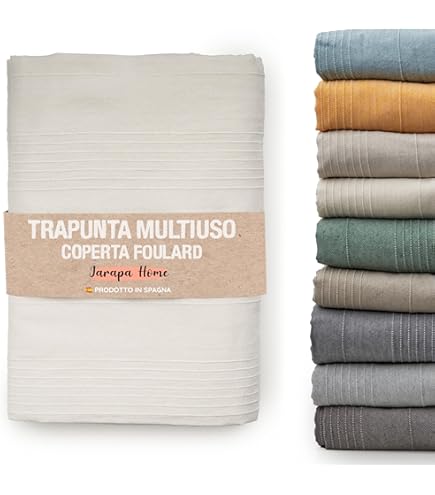 Copridivano Jarapa Home Scozzese - Cotone E Poliestere, 180x260 Cm, Bianco Ecru - Foto 10