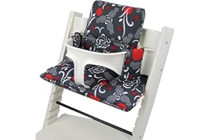 BABYS-DREAMS BambiniWelt - Cojín de asiento para trona Stokke Tripp Trapp, en 20 colores, asiento de 2 piezas, funda de repuesto Dunkelgrau Mosaik Rot