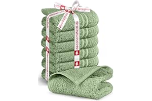 ‎DECOHOMETEXTIL HEIMTEXTILMANUFAKTUR DecoHomeTextil Handtuch-Set 6 Gästetücher 30 x 50 cm in Salbeigrün aus 100% Baumwolle, hochwertig, kuschelweich und saugstark