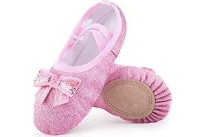 Mulnall Zapatillas de Danza Cuero Zapatos de Ballet y Gimnasia Baile para Niña