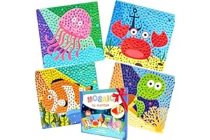 KOKOBOX Kit Mosaico Bambini Mosaico Adesivo Bambini Gioco Bambina Bambino 3 4 5 Anni 4 Modelli Di Mosaico Con Animali Giocattoli Bambini Creatività E L'abilità Motoria Regalo Bambina Bambino - Oceano