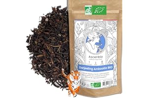 Ascenbio ✿ Thé Noir Darjeeling Ambootia FTGFOP1 BIO d'Inde ✿ 180g vrac ✿ Préparé et conditionné en France ✿ Emballage biodégradable