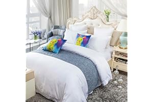 OSVINO Solid Bed Runner Microfiber Simple Soft Bedding Scarf Protection for Bedroom Hotel Wedding Room, Blue, Double/King