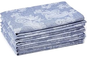 Encasa XO tygservetter, Jacquard middagsservetter 45 x 45 cm blå | Chambray bomullstyg