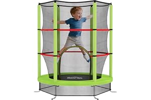HOMCOM Trampoline pour Enfant Ø 1,40 m Filet de sécurité Porte zippée 6 poteaux rembourrés Inclus Charge Max. 45 kg