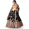 Zeel Clothing Women's Net Embroidered Semi-Stitched Bridal New Lehenga Choli with Dupatta (7315-Peach-Green-Wedding-Latest-Lehenga; Free Size)