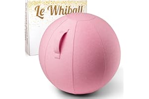 WHINAT Swiss Ball Original WHIBALL - Siege Ballon de Bureau, pour la Maison ou Le Yoga et Fitness - Ø 65cm - avec Tissu d’ameublement résistant et Lavable - Ideal Grossesse pour Assise Dynamique (Rose)
