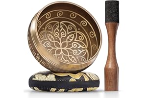 Campana Tibetana – Campane Tibetane per Meditazione – Campana Tibetana Originale per la Purificazione – Silent Mind – Include un Cuscino e Bastoncino con Impugnatura a Matita