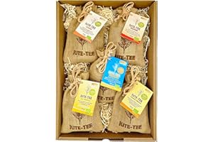 ‎JUTEVITAL Organic Tea Gift Set for Tea Lovers | 5 Exclusive Varieties Mix | Tea Assortment in Fine Jute Bag
