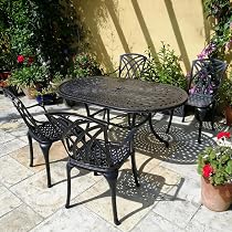 Lazy Susan 152 cm Ovaler June Gartentisch in Antik Bronze mit 4 ...