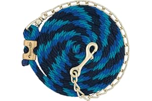 WEAVER LEATHER Weaver Führstrick aus Leder mit vermessingter Drehkette, Marineblau/Blau/Türkis, 1,6 x 2,4 m