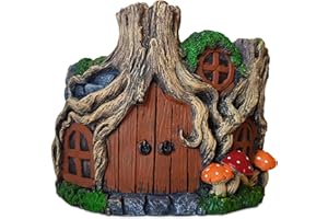 TIN DREAMS FACTORY | Maceta Casa Hobbit de Fantasía – Figura Decorativa de Hormigón Pintada a Mano – Macetero Original para Plantas y Flores – Jardín, Terraza o Interior