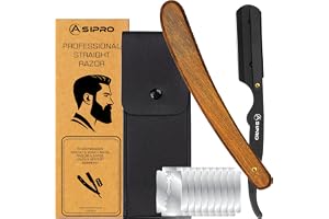 ASIPRO Rakkniv Wet med 10 Barber Rakblad och Förvaringsfodral Rostfritt Stål Klassisk Professionell Barber Razor Manuella Rakhyvlar för Män Traditionell Rakkniv för Rakning för Nybörjare och Erfarna