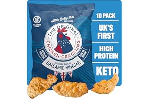 THE ORIGINAL CHICKEN CRACKLING Chicken Crackling Hand Cooked Snack. NEW Double Cooked, Balsamic Vinegar and Sea Salt Flavour. Low Carb, High Protein, Keto, Gluten-Free Alternative To Pork Scratchings. 10x 40g Bags