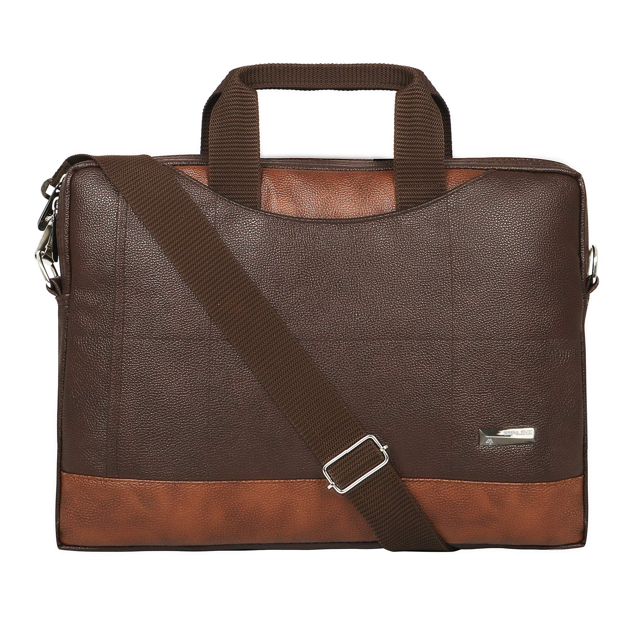 Zipline Office Synthetic Leather laptop bag for Men women, 15.6" compatible laptop Messenger Bags for Men & Women (1-Brown Bag)