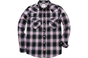 Dubinik® Camicia Flanella Uomo Invernale Camicia Uomo Flanella Cotone Western Cowboy con Bottone Automatico Vintage Quadri