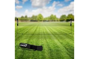 Hauki Badminton Netz, Tennisnetz 400cm/500 cm, Schwarz/Blau, H156 cm, Federballnetz Set, 3x Federball, Transporttasche, stabilem Eisen-Gestell, Tragbares Volleyballnetz, Trainingsnetz Indoor & Outdoor