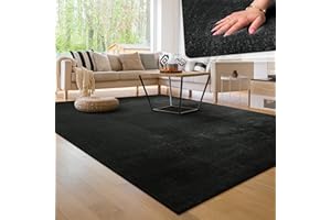 Paco Home Waschbarer Teppich Wohnzimmer Schlafzimmer Kurzflor rutschfest Flauschig Weich Moderne Einfarbige Muster, Grösse:120x170 cm, Farbe:Schwarz