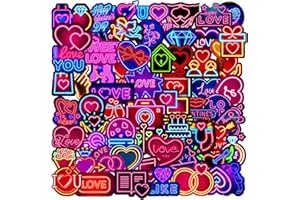 AOZUO 64 neonowe naklejki miłosne, zestaw naklejek, graffiti, wodoodporne, winylowe, na rower, laptop, deskorolkę i wiele innych