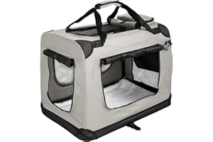 Faltbare Hundebox Transporttasche Transportbox Auto für Katze Hunde Große Kleine Box Bag Bed Decke Klein Auto Transport 7 Größen Taschen Fünf Farben Petigi (Creme, M (60 x 42 x 45 cm))