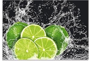ARTland Spritzschutz Küchenrückwand aus Alu für Küche Herd Spüle 80x55 cm (BxH) mit Motiv Essen Obst Früchte Limette Eiswasser Modern Dunkel H9KL