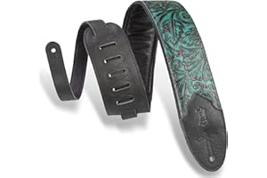 Levy's Leathers - Correa de cuero para guitarra de 7,6 cm de ancho, con acolchado de espuma y respaldo de cuero para prendas de vestir