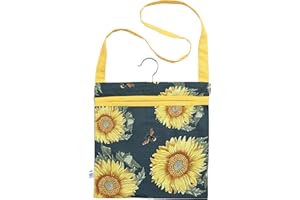 Dexam RHS Sac à pinces à linge Motif tournesol Bleu marine
