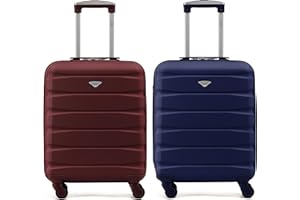 Flight Knight Suitcase Set of 2 Travel Carry-Ons Lightweight Luggage 4 Wheel ABS Hard Shell Ryanair Cabin Bags 55 x 40 x 20 (Priority) Small Suitcase Approved for Over 60 Airlines- easyJet, Jet2