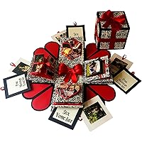 Crack of Dawn Crafts 3 Layered Romantic Heart Explosion Box for Birthday - Black Text