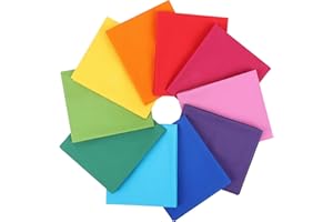 Craftido 10 piezas de Tela de Algodón Fat Quarters 18”x21”(46x53cm) - Peso Medio 145g - 100% Algodón para Acolchado, Costura, Patchwork, DIY y Manualidades Artesanales - Rainbow Colours