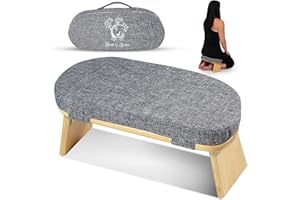 Monk & Llama Meditation Bench - Foldable, Ergonomic, Bamboo Kneeling Stool— Perfect Seiza Bench Meditation Stool Chair for Prayer & Travel - Deeper & Enjoyable Sessions