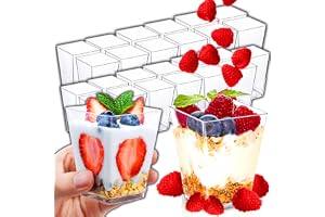 Retoo glas 25 st genomskinliga, återanvändbara fyrkantiga dessertkoppar Lätta att rengöra Universella muggar för hemmet, dess