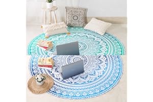 POPULAR HANDICRAFTS Juego de 2 Tapices redondos de mandala, manta de playa redonda hippie india mandala Roundie, mantel de picnic hippy Spread Boho gitano de algodón 70 pulgadas