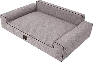HOBBYGARDEN Legowisko dla psa, poduszka dla psa, legowisko dla zwierząt domowych, sofa dla psa, kanapa dla psa, leżanka, legowisko dla psa, miękkie, cappuccino, 98 x 66 cm