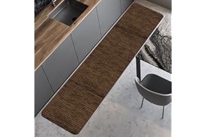 Comart, Alfombra Nancy para cocina, pasillo y decoración, antideslizante, de chenilla, borde antideslizante, suave, resistente, lavable a máquina, fabricada en Italia, color marrón oscuro, 50 x 230 cm