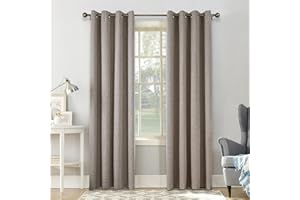 CUCRAF 100% Blackout Curtains Linen Curtains 90 Inch Drop 2 Panels Soft Texture Energy Saving Sun Blocking Eyelet TopThermal Curtains for Bedroom Living Room 46 X 90 Inch, Linen