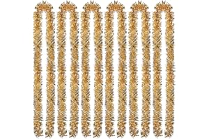 Sumind 6 Stücke Weihnachten Lametta 39,4 Fuß Metallic Garland Glitzernde Hängende Dekoration für Weihnachtsbaum Kranz Hochzeit Party Lieferungen (Gold Silver)
