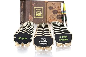 LESONG Mini Chalkboard Reserved Signs with Stand: 30 Pack Small Blackboards for Food Labels, Buffet Signs, Table Numbers, Place Cards Display, Weddings and Parties, Small Chalk Boards with 2 Chalk Markers