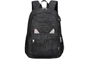 Wadirum Nowoczesny, uroczy plecak dla dziewczynki z torbą na laptopa, nadaje się do laptopów o przekątnej do 15,6 cala, czarny, Rozmiar uniwersalny